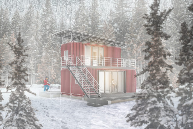 Snowy Shipping Container Cabin